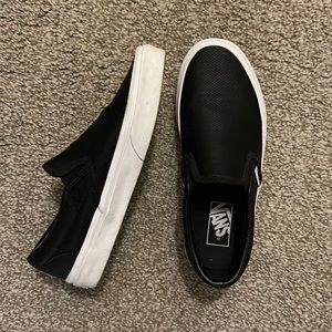Black Slip On Leather Sneakers